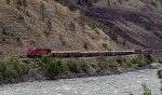 Eastbound CP freight train going up the Thompson River Gorge 